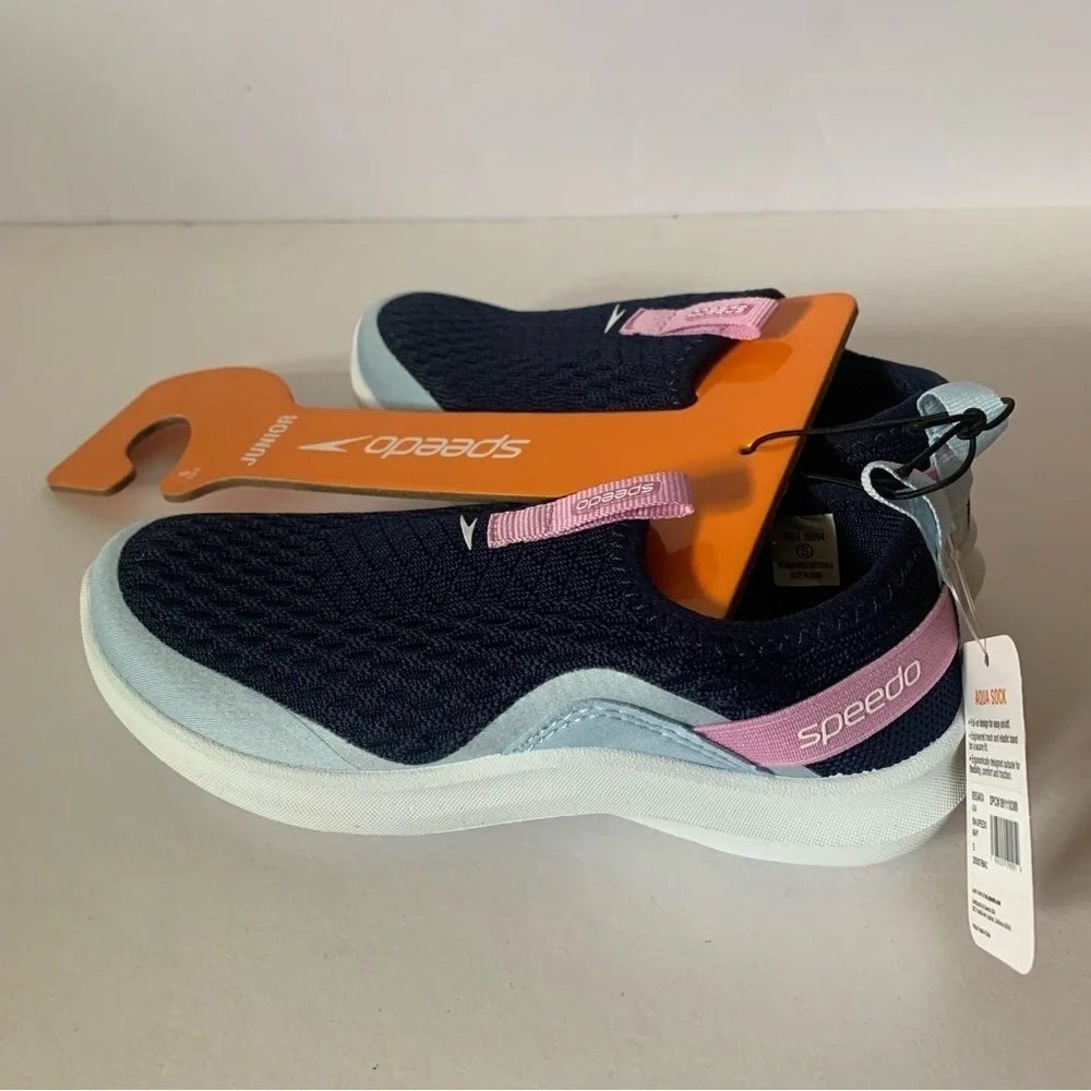 NWT. SPEEDO Kids Navy Aqua Sock Water Shoes